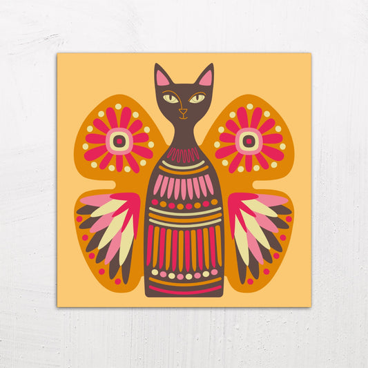 A large size metal art poster display plate with printed design of a Butterfly Cat