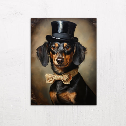 Pet Portraits - Miniature Dachshund in Victorian Costume Painting