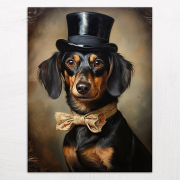 Pet Portraits - Miniature Dachshund in Victorian Costume Painting