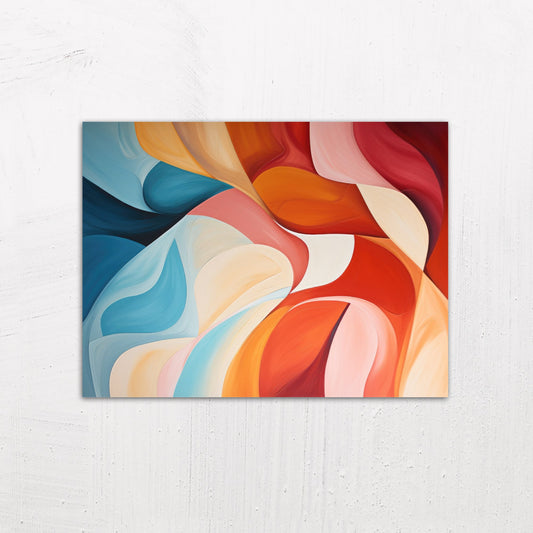 A medium size metal art poster display plate with printed design of a Turbulence Abstract Painting