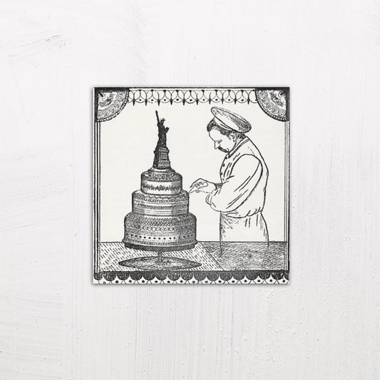 A medium size metal art poster display plate with printed design of a Ornamental Confectionery and Practical Assistant to the Art of Baking by Herman Hueg (1893)