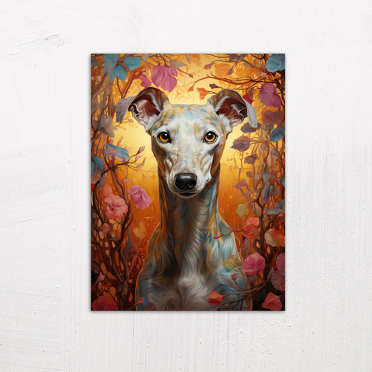 Pet Portraits - Whippet among the Flowers Painting
