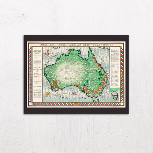 Vintage Map of Australia Illustration by MacDonald Gil (1930)
