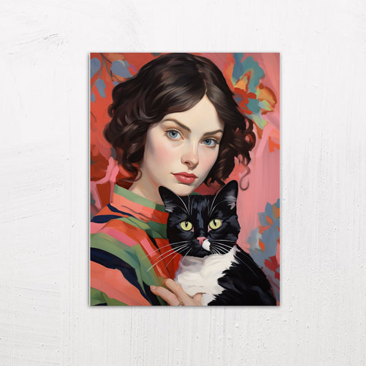 Woman Holding a Cat Painting